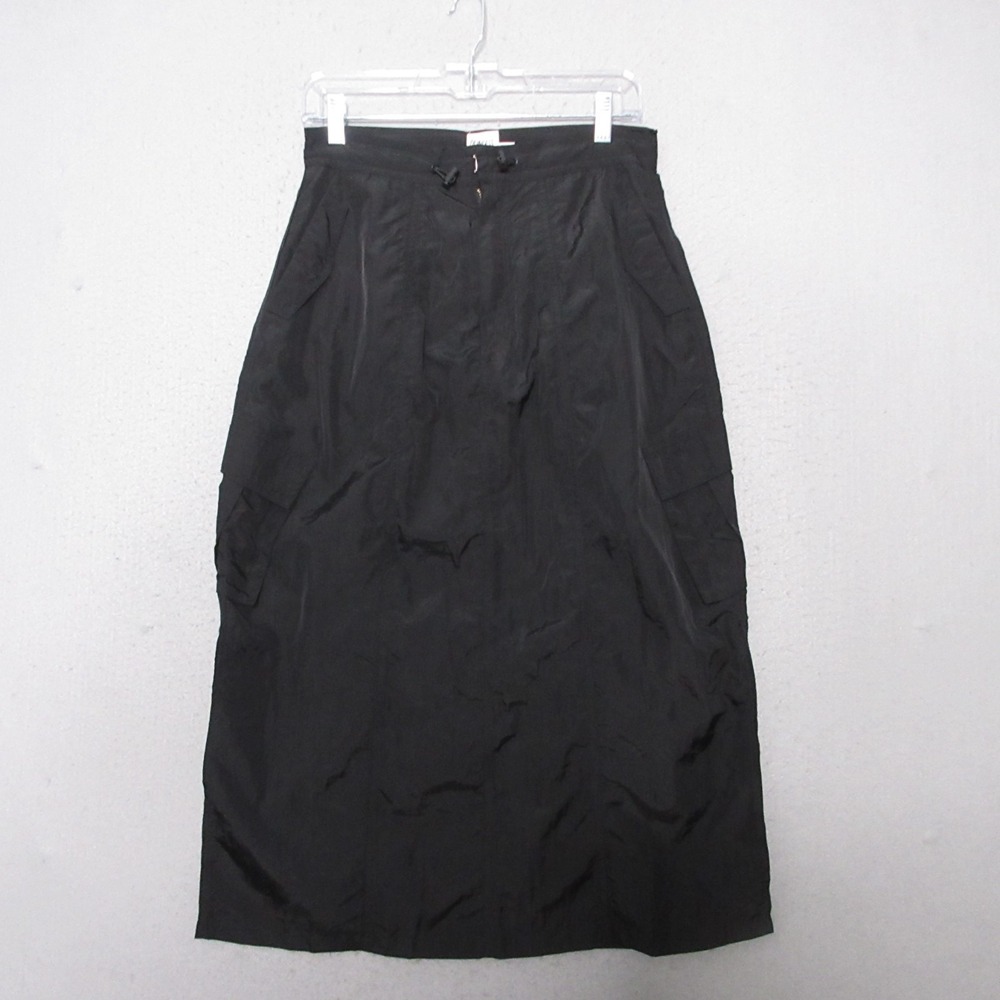 Princess Polly Skirt 6 Black Cargo Midi Slit Nylon Bungee Cord Goth Travel Comfy